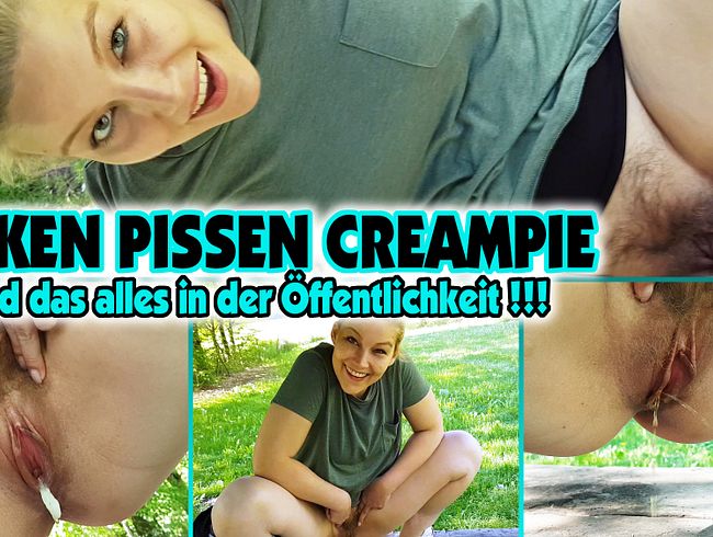 Pissende Creampiefotze in der Öffentlichkeit