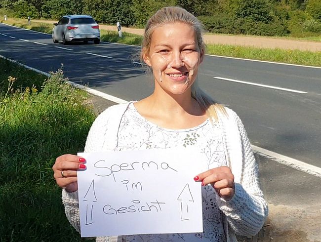 Achtung! Ich habe Sperma im Gesicht
